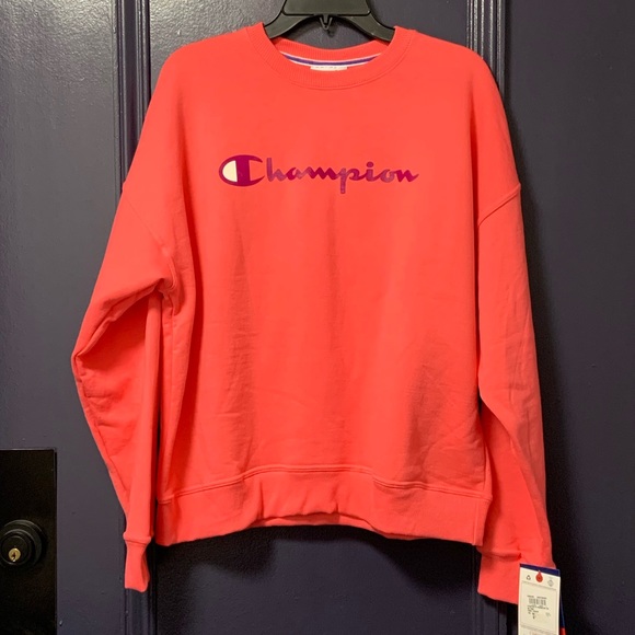 Champion Tops - Champion Powerblend Sweater Crew Neck Pinky Peach Large P2P: 23” NWT